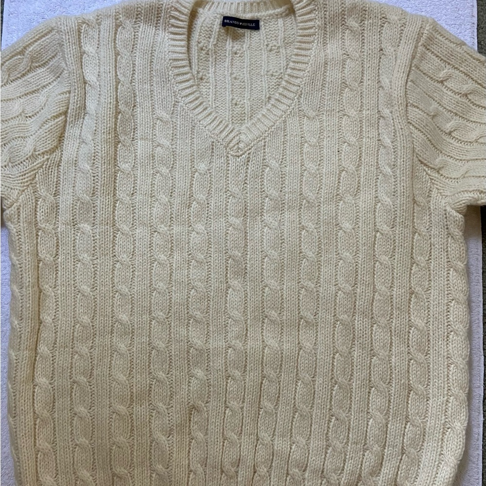 Brandy Melville cream wool cable knit v-neck sweater never worn no tags